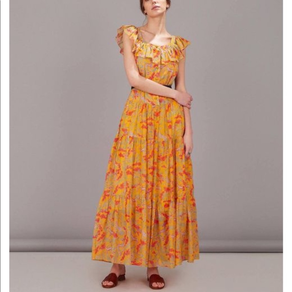 Saloni Jemma mango menagerie floral maxi dress S